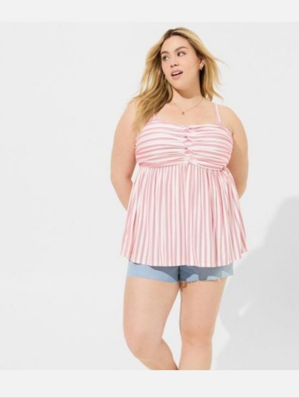 torrid Pink & White Striped Babydoll Cami
